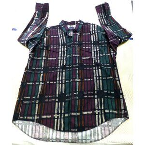 VTG NWT Wrangler Mens X-Long Tail Checkmate Plaid Long Sleeve Button-Up Shirt 17